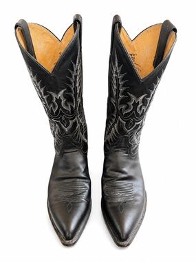 Tony Lama Black Leather Western Cowboy Boots Men’s 13D Pointed Toe Mexico